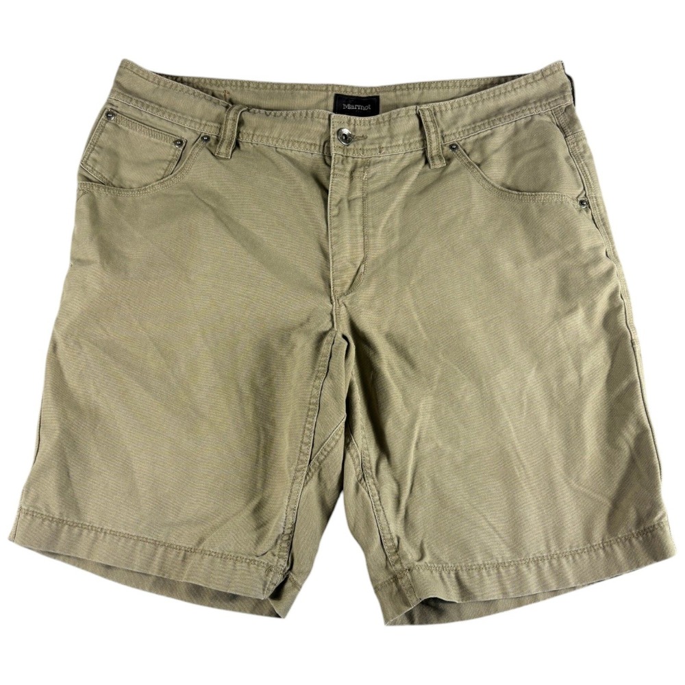 Marmot Workwear Cargo Shorts Mens Size 36 Khaki Tan Canvas Durable Rugged Casual